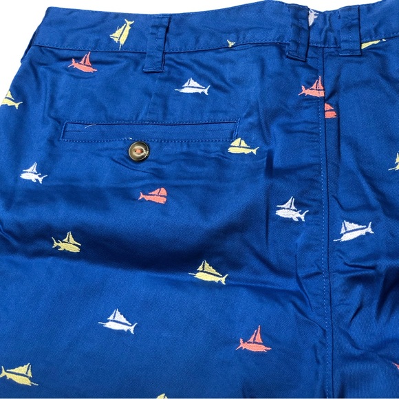 Columbia PFG Sailfish Shorts 36 Blue with Peach, Yellow Sailfish Zip Button Fly - Picture 7 of 10